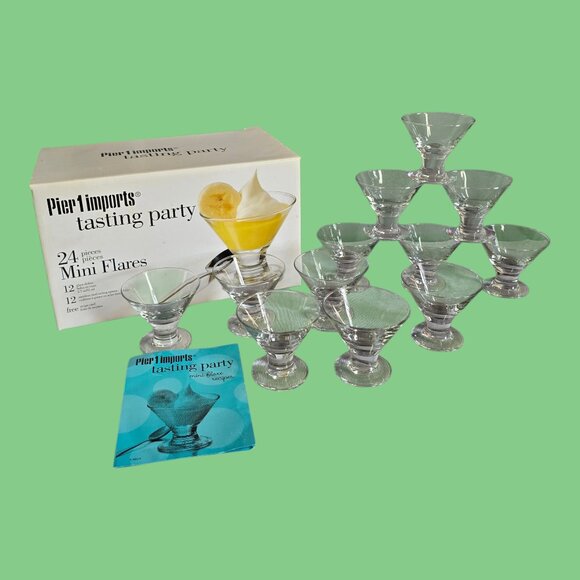 Pier 1 Imports Tasting Party Mini Coupes / Flares 12 pc Glass Dishes NO SPOONS - Picture 1 of 11
